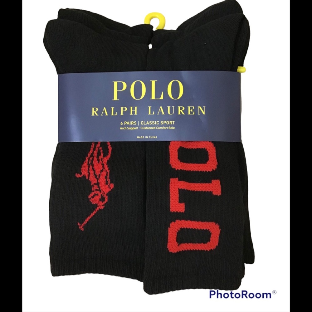Polo Ralph Lauren 6pk. Mixed Crew Athletic Socks - Picture 2 of 4